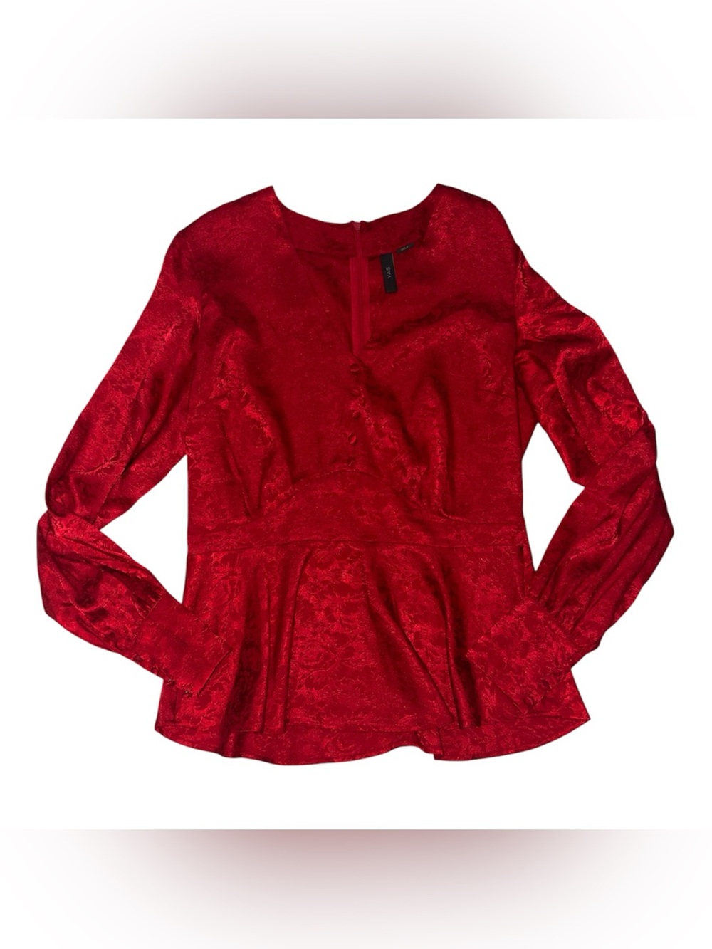YAS Women’s Red Long-Sleeve Peplum Blouse Size L